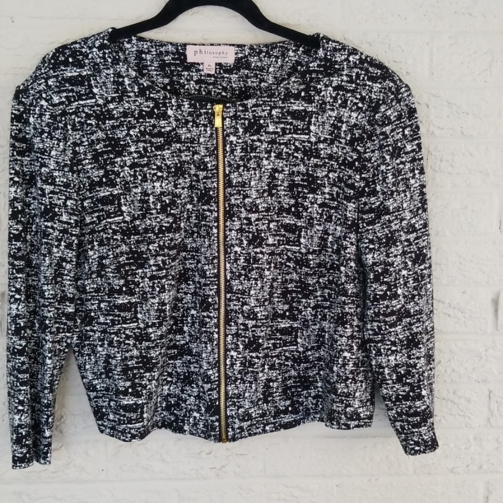 CHANEL style zip-front  jacket by Philosophy sz XL